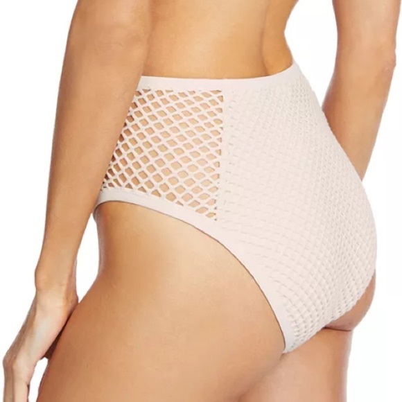 Robin Piccone Pua Fishnet High Waist Bikini Bottom Size Medium - Picture 2 of 4